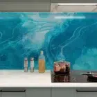 blue kitchen splashback. Only from Resin Deluxe by Artist Beatrice Douglas